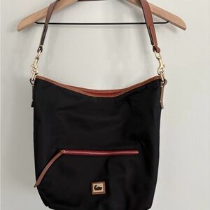 Dooney & Bourke Wayfarer Black and Tan Shoulder Bag with Pouch and Keychain